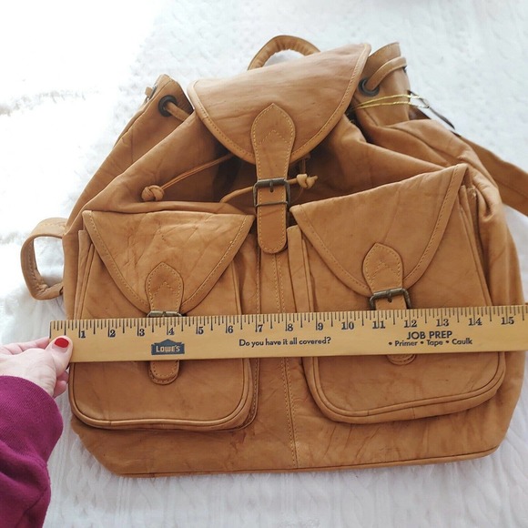 Vintage Leather Large Bookbag/ Duffle Bag. East West By I.G.T New York/London main image 8